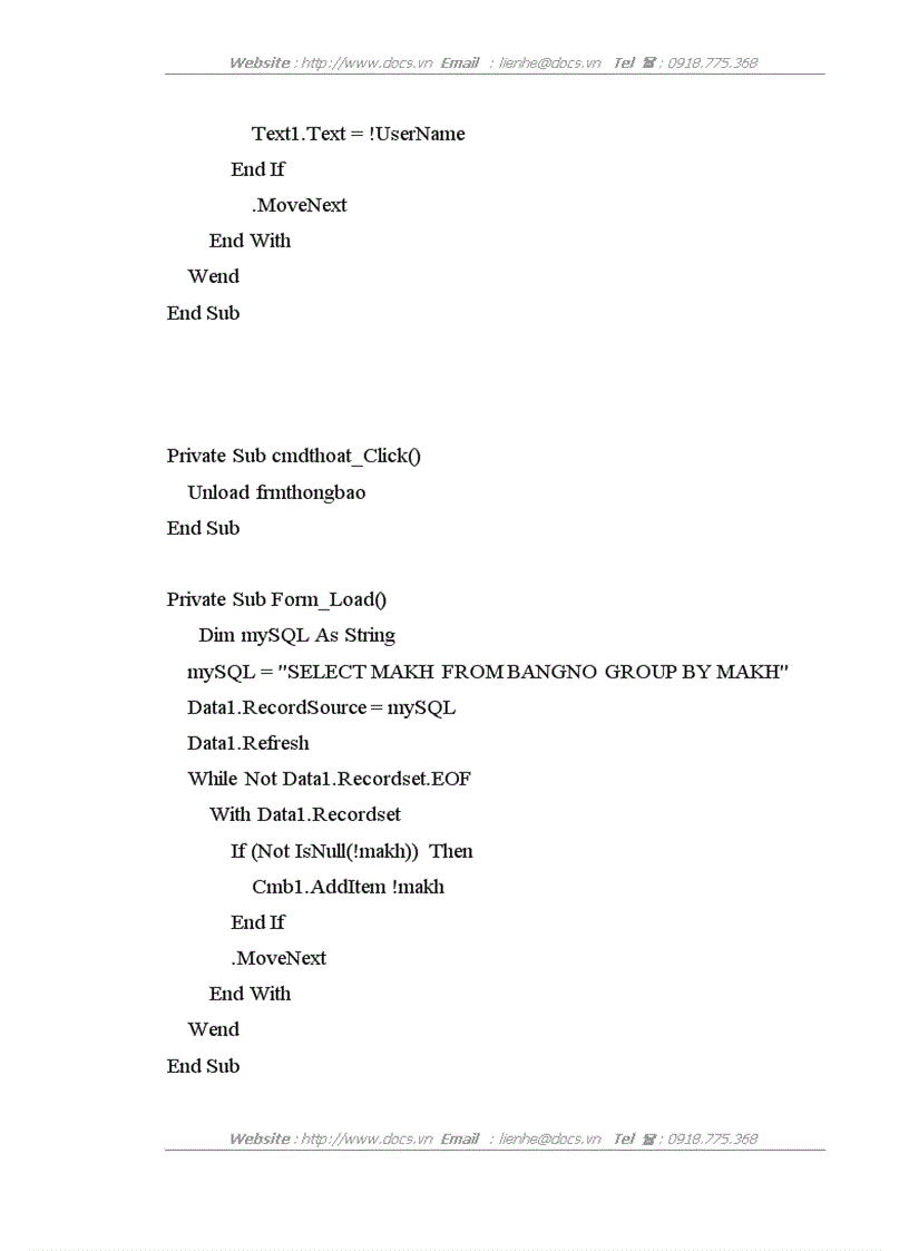 image for page Bổ sung thêm một modul vào hệ thống để tính phần dư nợ của các khách hàng tại Công ty Điện tử viễn thông quân đội VIETEL