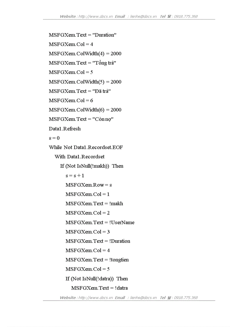 image for page Bổ sung thêm một modul vào hệ thống để tính phần dư nợ của các khách hàng tại Công ty Điện tử viễn thông quân đội VIETEL