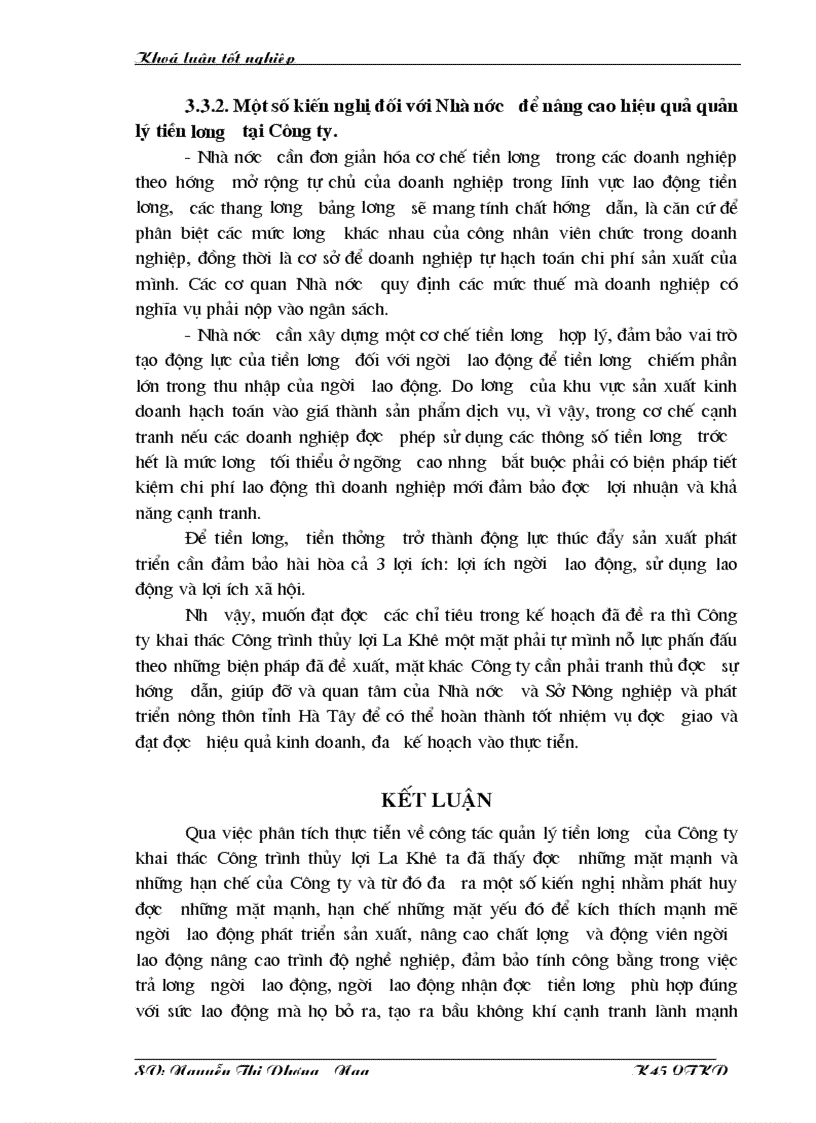 image for page Phương hướng và giải pháp nhằm hoàn thiện công tác quản lý tiền lương và tiền công tại Công ty KTCT thuỷ lợi La Khê