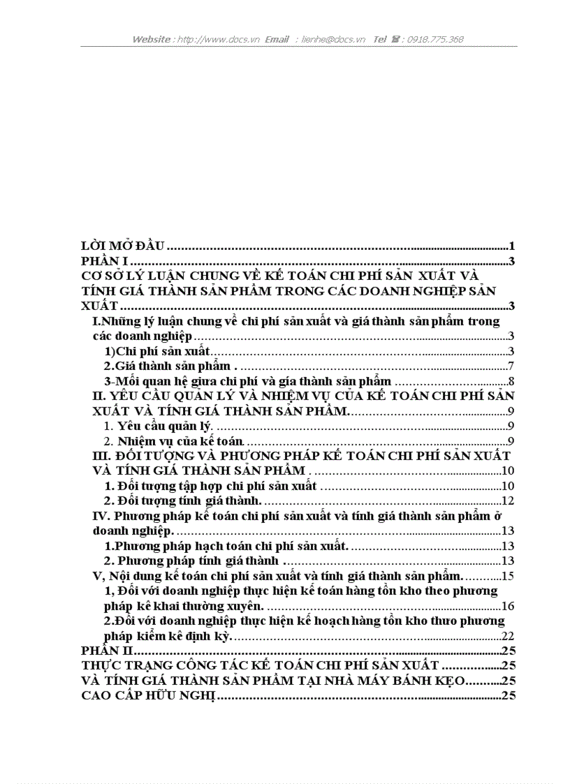 image for page Kế toán chi phí sản xuất và tính giá thành sản phẩm tại nhà máy bánh kẹo cao cấp Hữu Nghị