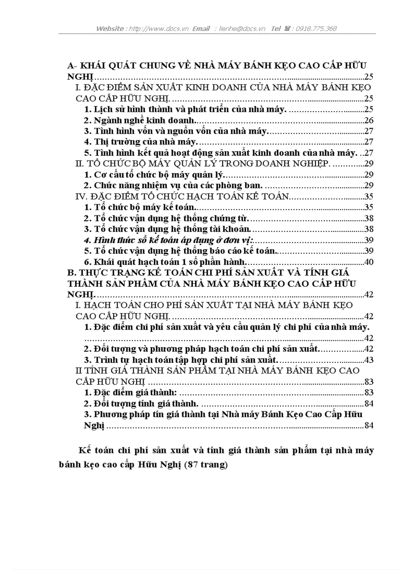 image for page Kế toán chi phí sản xuất và tính giá thành sản phẩm tại nhà máy bánh kẹo cao cấp Hữu Nghị