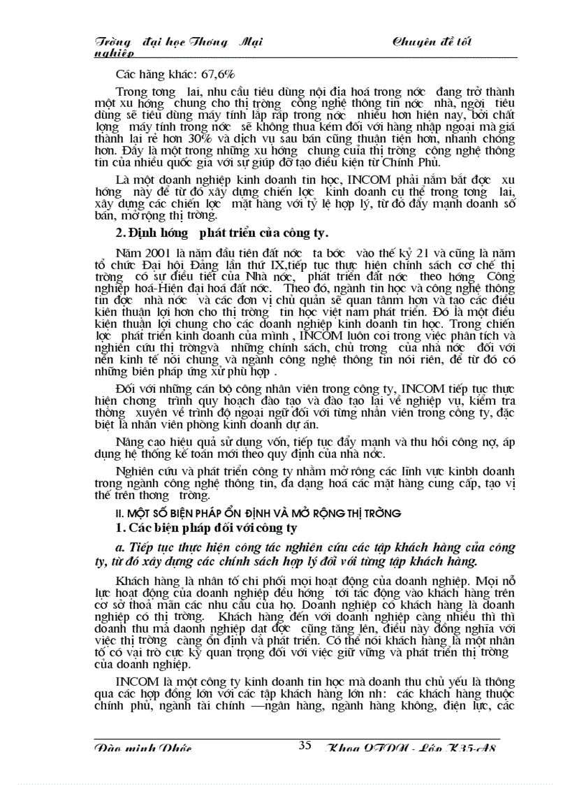 image for page Một số biện pháp ổn định và mở rộng thị trường công ty máy tình INCOM