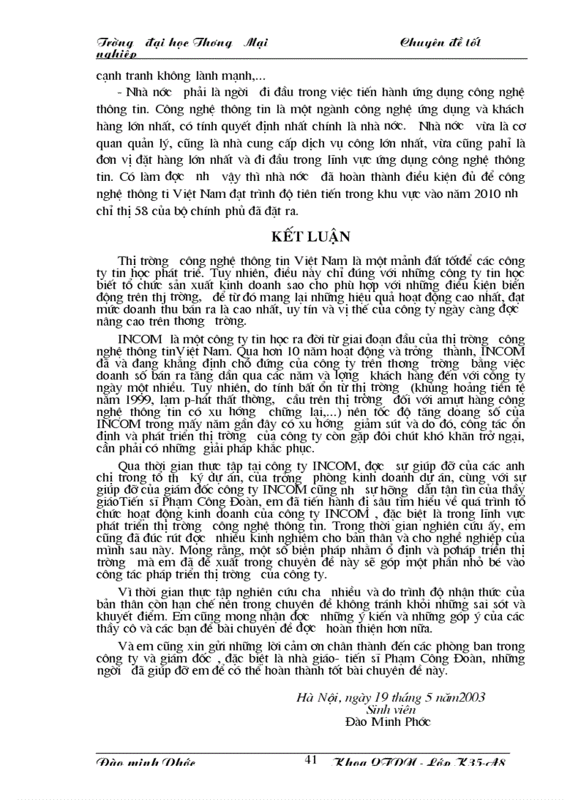 image for page Một số biện pháp ổn định và mở rộng thị trường công ty máy tình INCOM