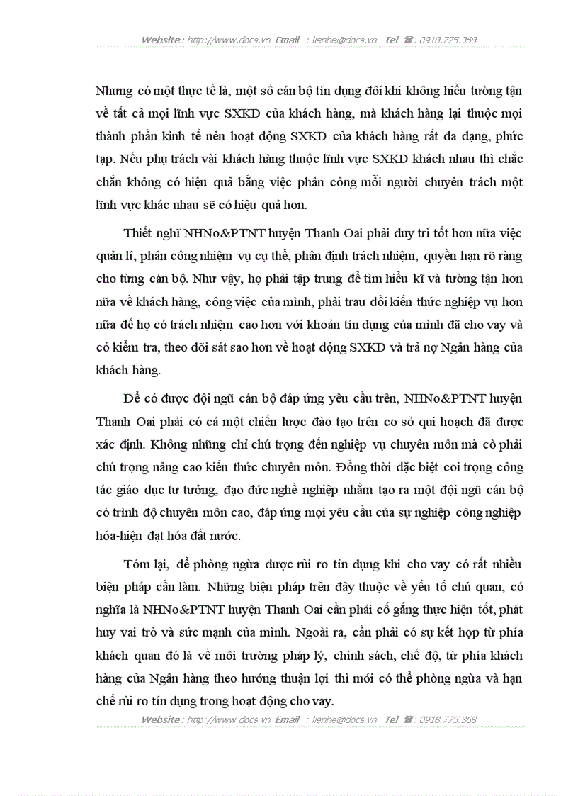 image for page Một số giải pháp phòng ngừa và hạn chế rủi ro tín dụng tại NHNo PTNT Thanh Oai Hà Tây