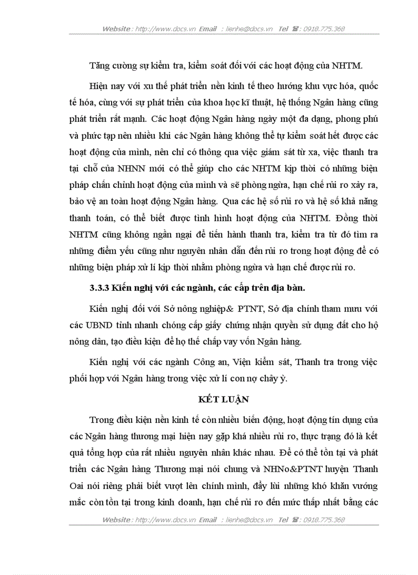 image for page Một số giải pháp phòng ngừa và hạn chế rủi ro tín dụng tại NHNo PTNT Thanh Oai Hà Tây
