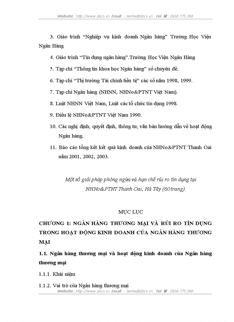 image for page Một số giải pháp phòng ngừa và hạn chế rủi ro tín dụng tại NHNo PTNT Thanh Oai Hà Tây