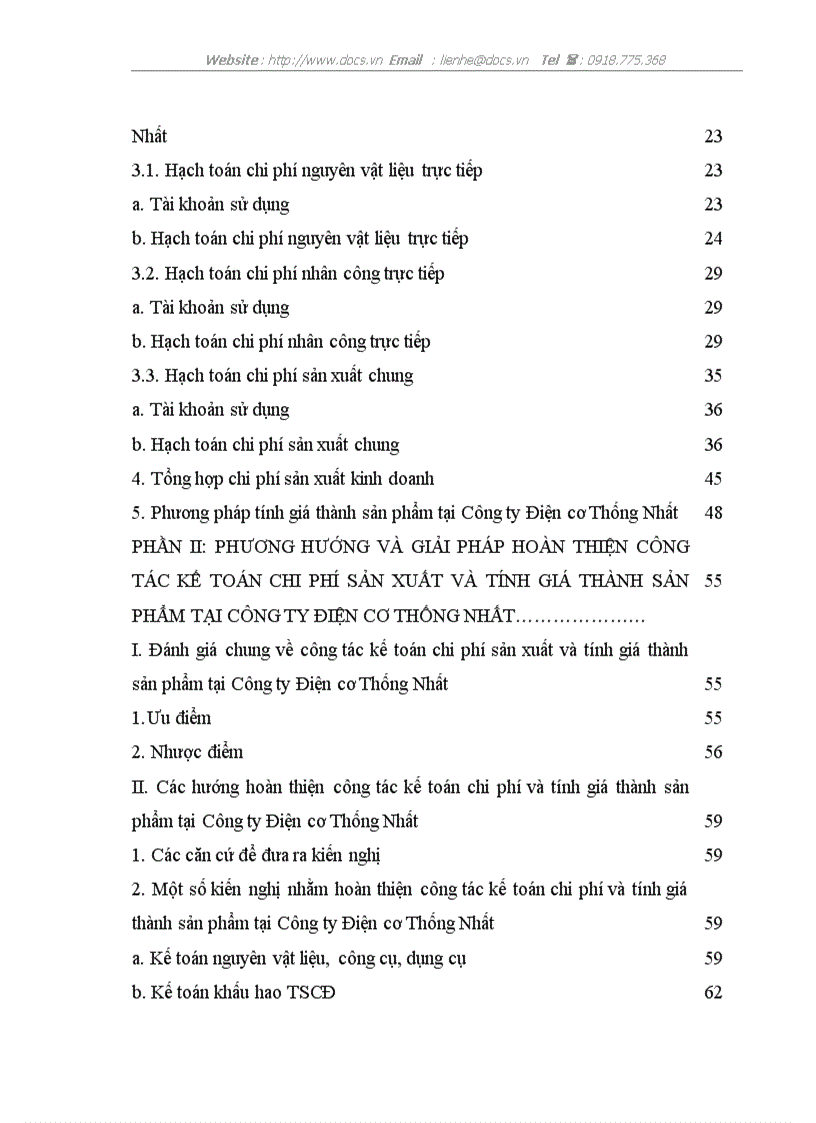Hoàn thiện kế toán chi phí sản xuất và tính giá thành sản phẩm với việc tăng cường quản trị doanh nghiệp tại Công ty Điện cơ Thống Nhất