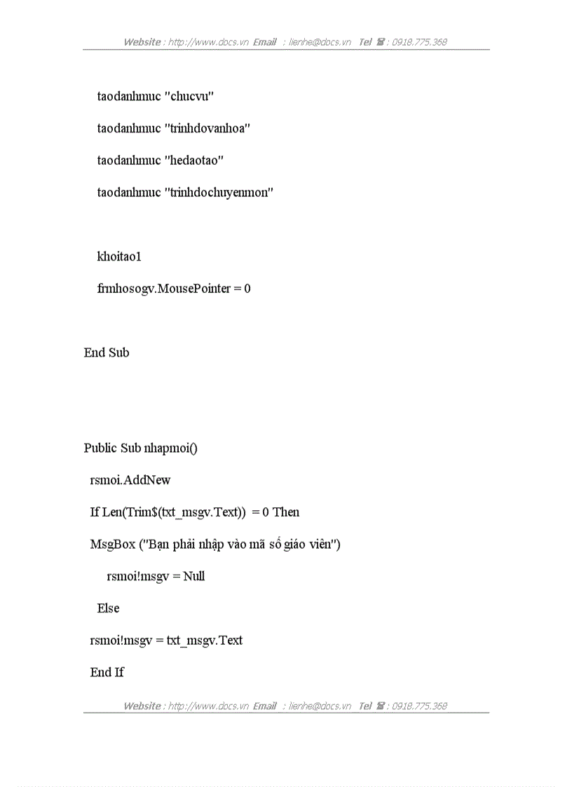 image for page Phân tích và thiết kế hệ thống thông tin quản lý giáo viên tạI trường tiểu học Kim Đồng