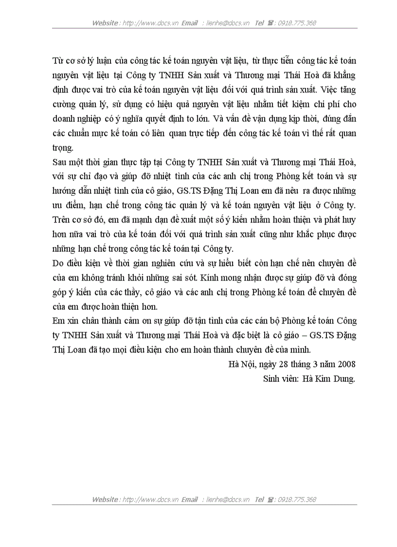 image for page Hoàn thiện công tác kế toán nguyên vật liệu tại Công ty TNHH Sản xuất và Thương mại Thái Hòa