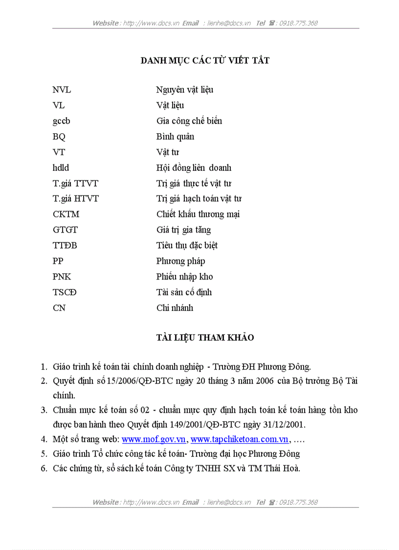 image for page Hoàn thiện công tác kế toán nguyên vật liệu tại Công ty TNHH Sản xuất và Thương mại Thái Hòa