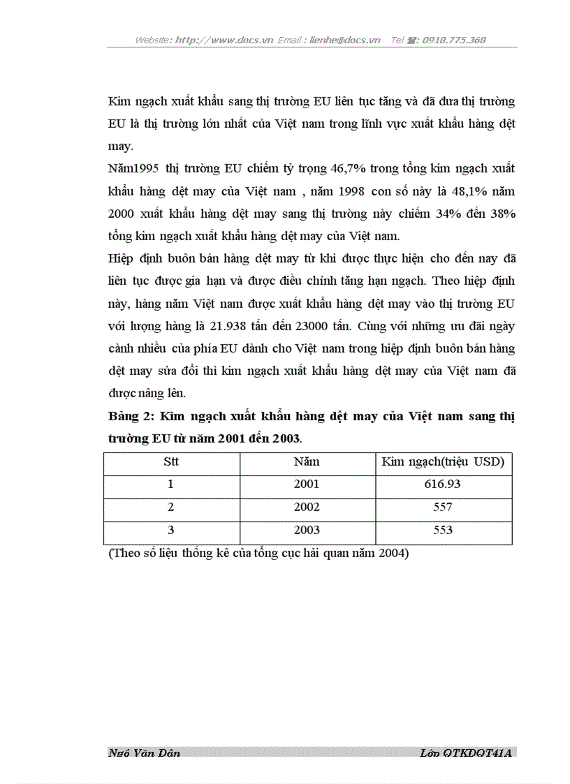 image for page Khả năng thâm nhập hàng dệt may Việt nam vào thị trường EU thực trạng và giải pháp