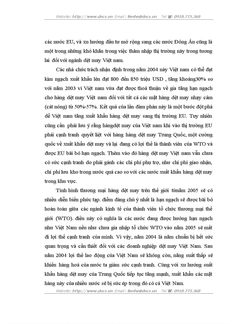 image for page Khả năng thâm nhập hàng dệt may Việt nam vào thị trường EU thực trạng và giải pháp