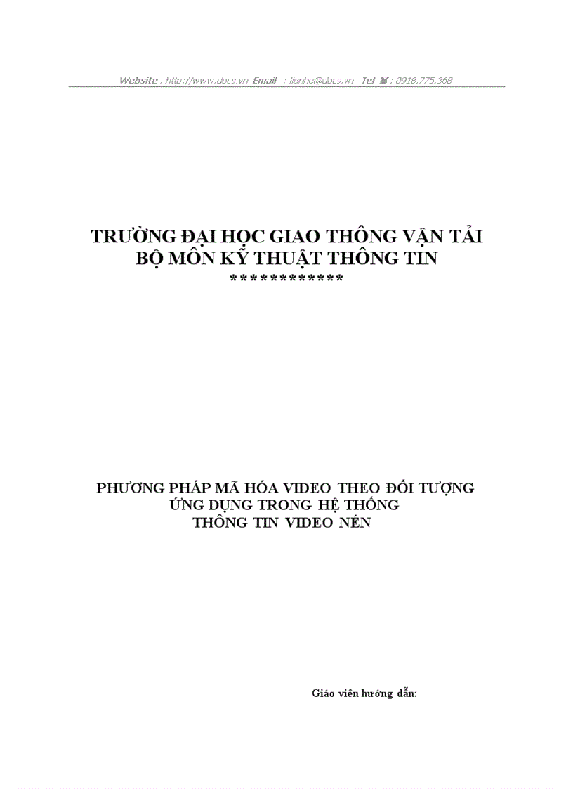 image for page Phương pháp mã hóa video theo đối tượng ứng dụng trong các hệ thống thông tin video nén
