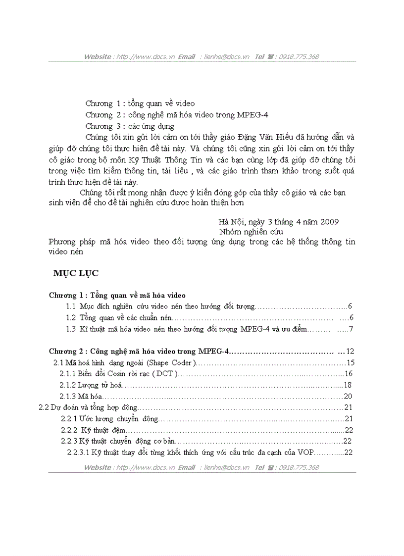 image for page Phương pháp mã hóa video theo đối tượng ứng dụng trong các hệ thống thông tin video nén