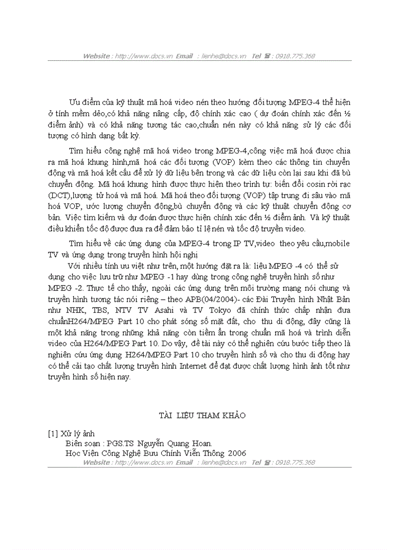 image for page Phương pháp mã hóa video theo đối tượng ứng dụng trong các hệ thống thông tin video nén