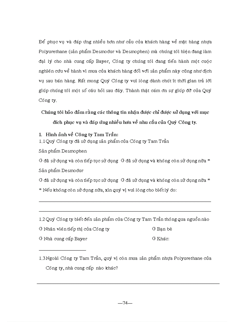 image for page Nghiên cứu sự thỏa mãn của khách hàng đối với sản phẩm và dịch vụ của Công ty Tam Trần