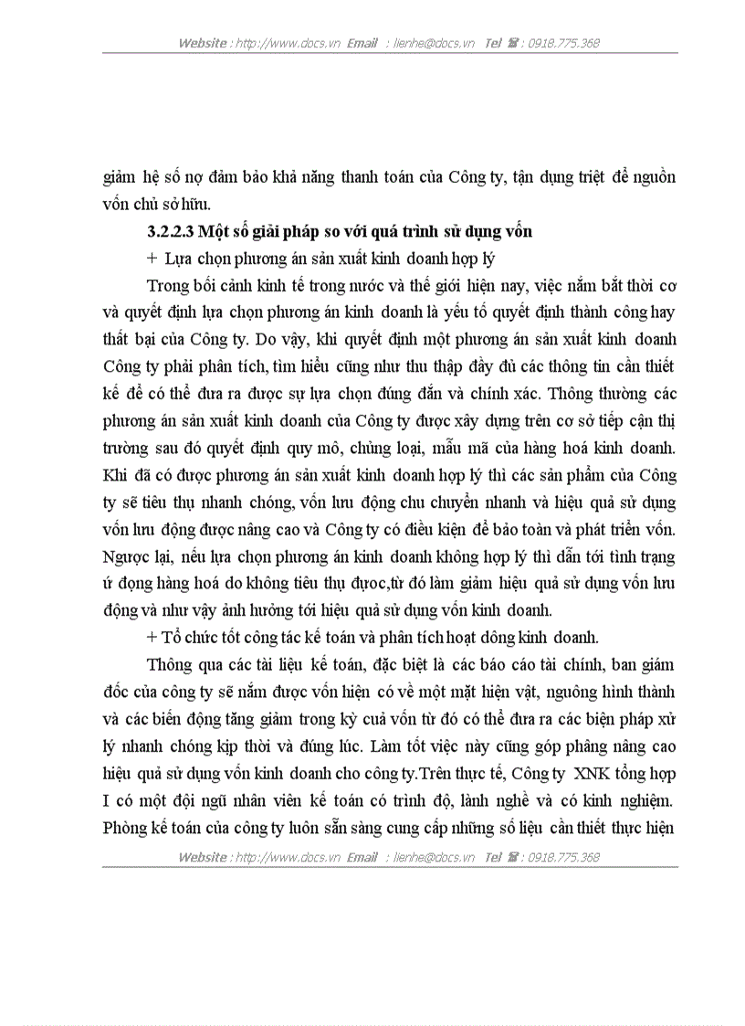 image for page Thực trạng về tình hình tổ chức và hiệu quả sử dụng Vốn kinh doanh tại Công ty CP XNK tổng hợp I việt nam