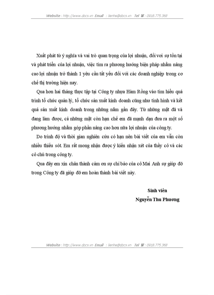 image for page Báo cáo về chi phí sản xuất và tình hình giá thành tại công ty nhựa Hàm Rồng