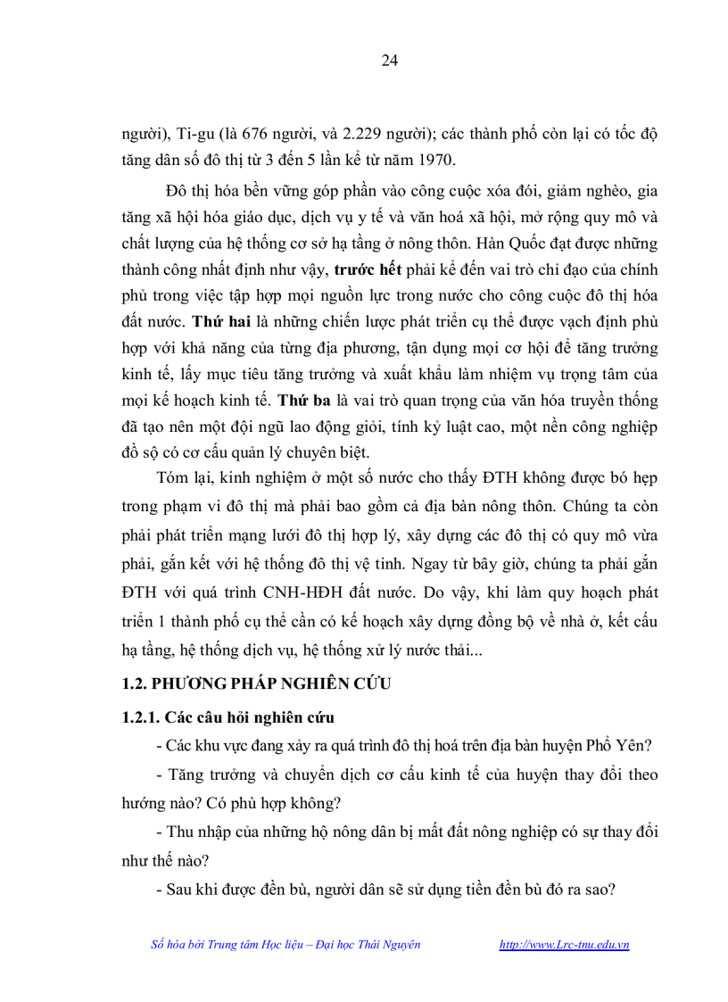 image for page Anh hưởng của đô thị hoá đến phát triển kinh tế xã hội của huyện Phổ Yên tỉnh Thái Nguyên