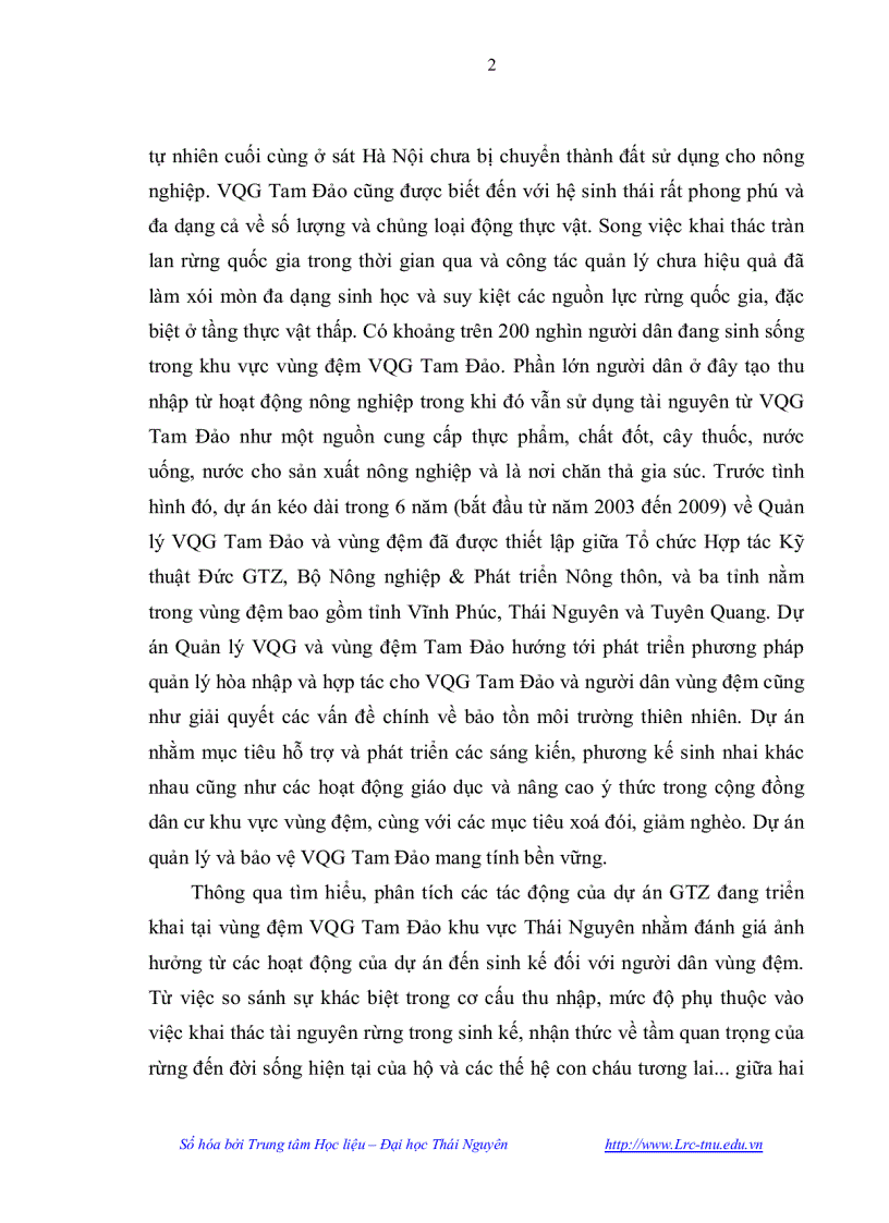 image for page Tác động của dự án duy trì và phát triển bền vững đến sinh kế của người dân vùng đệm vườn quốc gia tam đảo khu vực thái nguyên