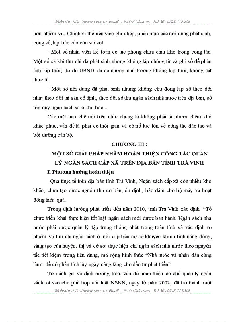 image for page Thực trạng công tác quản lý ngân sách cấp xã trên địa bàn tỉnh trà vinh năm 2003 2005