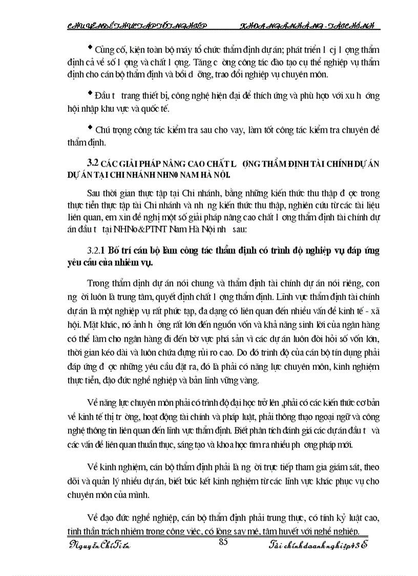 image for page Giải pháp và kiến nghị nhằm nâng cao chất lượng thẩm định tài chính dự án đầu tư tại Chi nhánh NHNo PTNT Nam Hà Nội