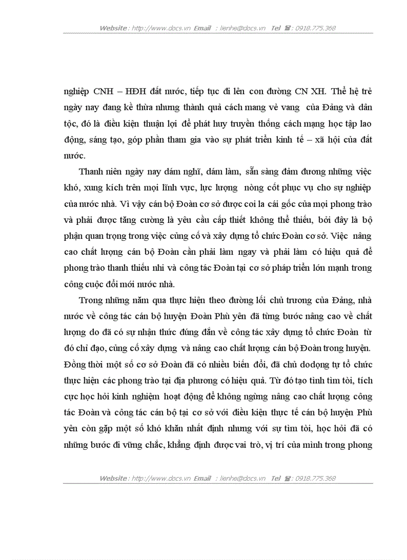 image for page Thực trạng và các giải pháp nhằm nâng cao chất lượng đội ngũ cán bộ Đoàn cơ sở trên địa bàn huyện Phù Yên Tỉnh Sơn La