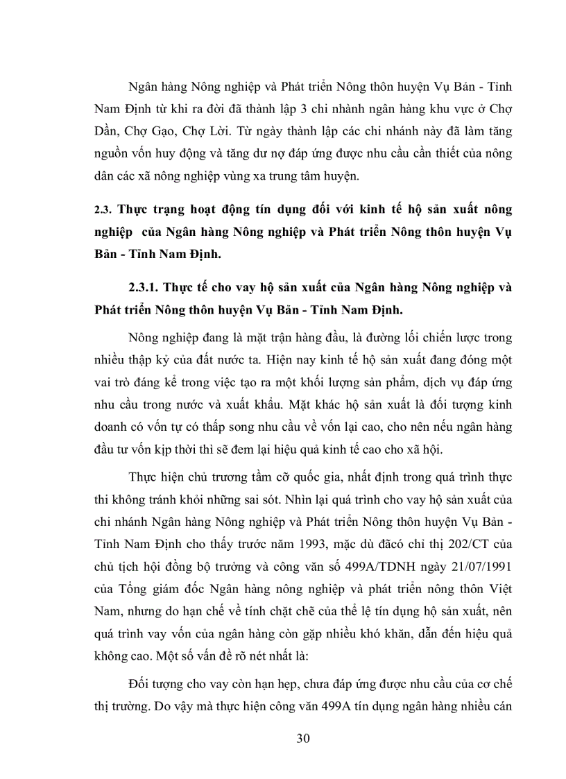 image for page Một số giải pháp nhằm mở rộng và nâng cao chất lượng tín dụng đối với hộ sản xuất ở Ngân hàng nông nghiệp và phát triển nông thôn huyện Vụ Bản