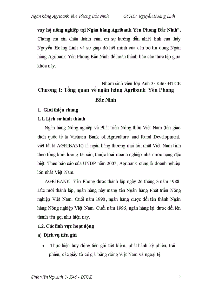 Giải pháp nâng cao chất lượng dịch vụ thanh toán và cho vay hộ nông nghiệp tại Ngân hàng Agribank Yên Phong Bắc Ninh