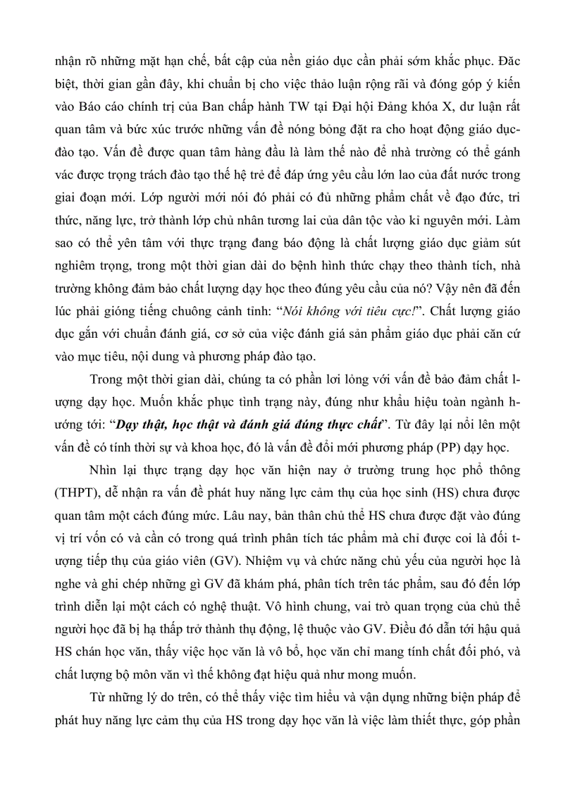 image for page Những biện pháp phát huy năng lực cảm thụ văn học của học sinh trong dạy học truyện ngắn của nam cao ở trường trung học phổ thông