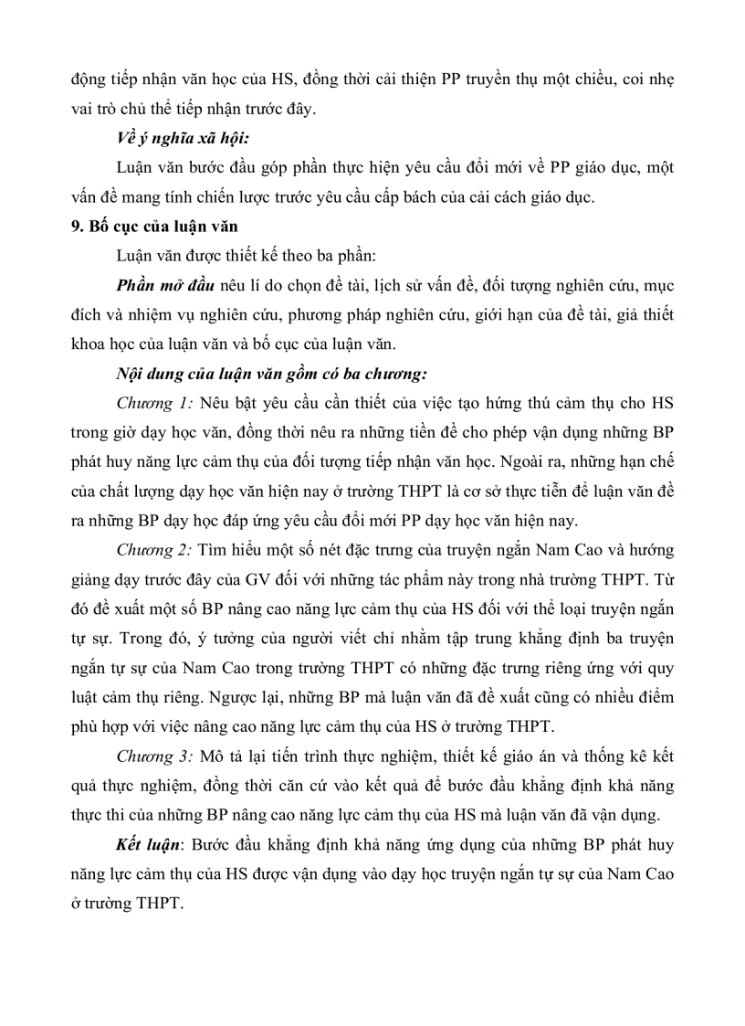 image for page Những biện pháp phát huy năng lực cảm thụ văn học của học sinh trong dạy học truyện ngắn của nam cao ở trường trung học phổ thông