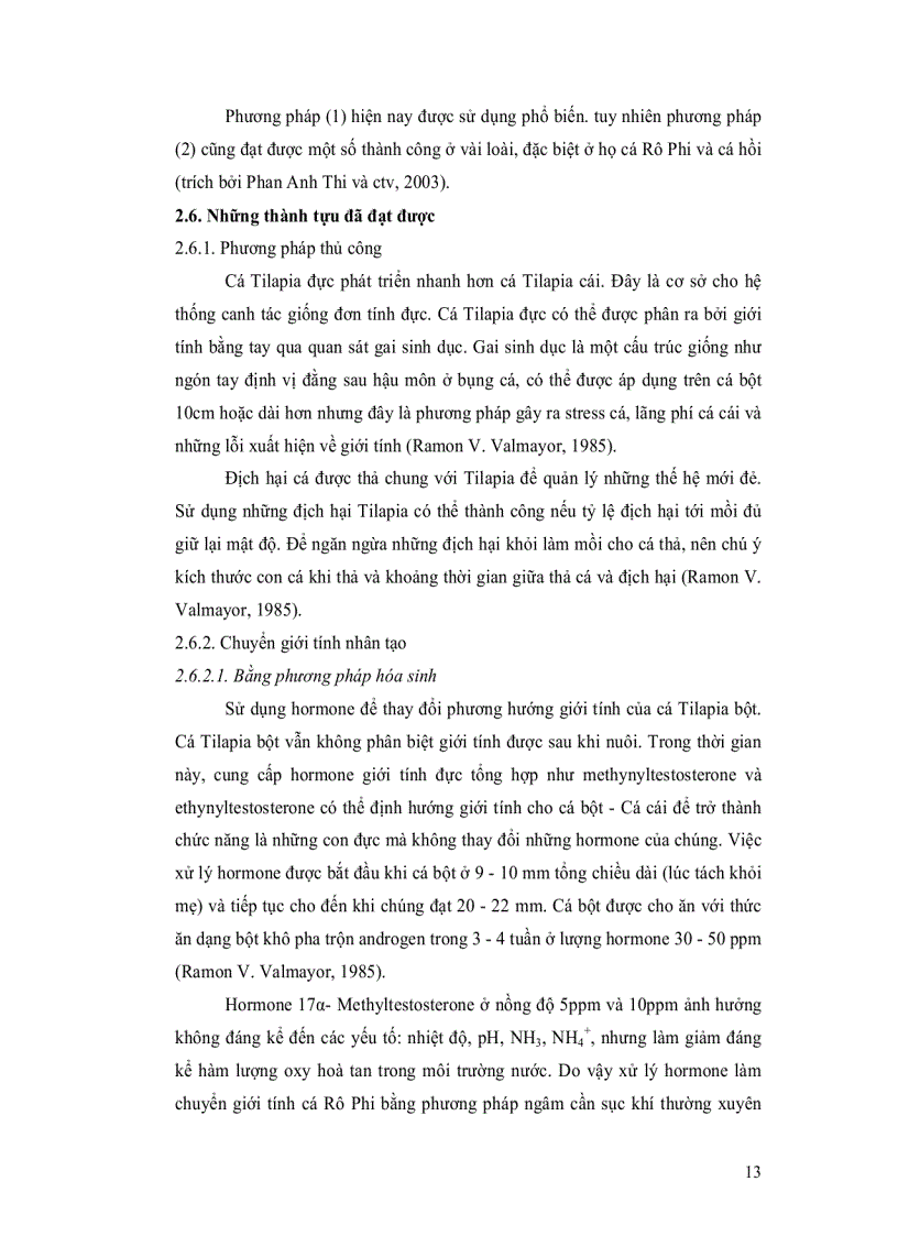 image for page So sánh tốc độ tăng trưởng tỷ lệ sống tỷ lệ chuyển đổi giới tính toàn đực cá điêu hồng giữa hai phương pháp cho ăn và ngâm trong hormone