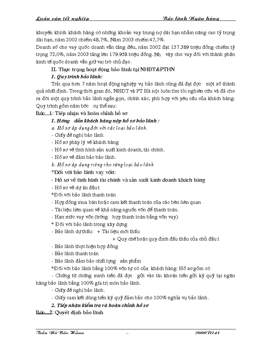 image for page Hoàn thiện và phát triển hoạt động bảo lãnh tại chi nhánh NHĐT PT HN