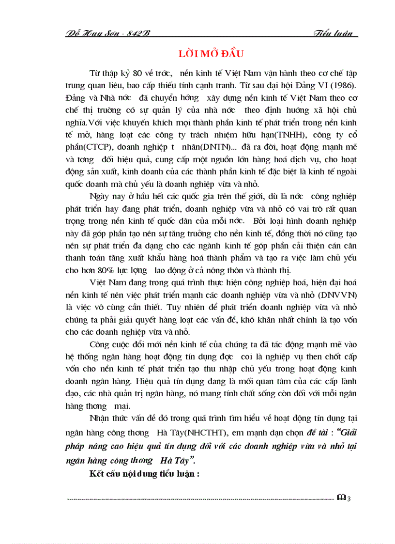 image for page Nâng cao hiệu quả tín dụng đối với các doanh nghiệp vừa và nhỏ tại ngân hàng công thương hà tây