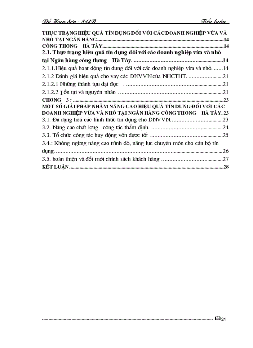 image for page Nâng cao hiệu quả tín dụng đối với các doanh nghiệp vừa và nhỏ tại ngân hàng công thương hà tây