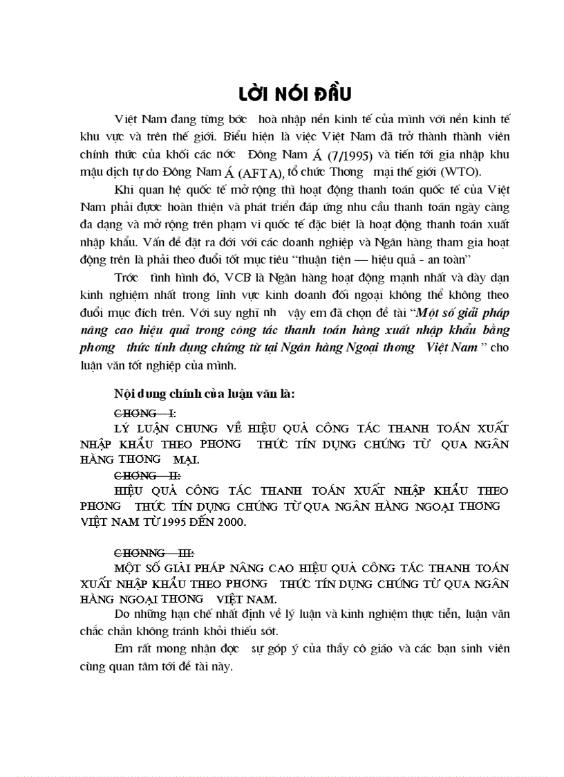 image for page Những giải pháp nâng cao hiệu quả công tác thanh toán xuất nhập khẩu theo phương thức tín dụng chứng từ qua Ngân hàng Ngoại Thương Việt Nam