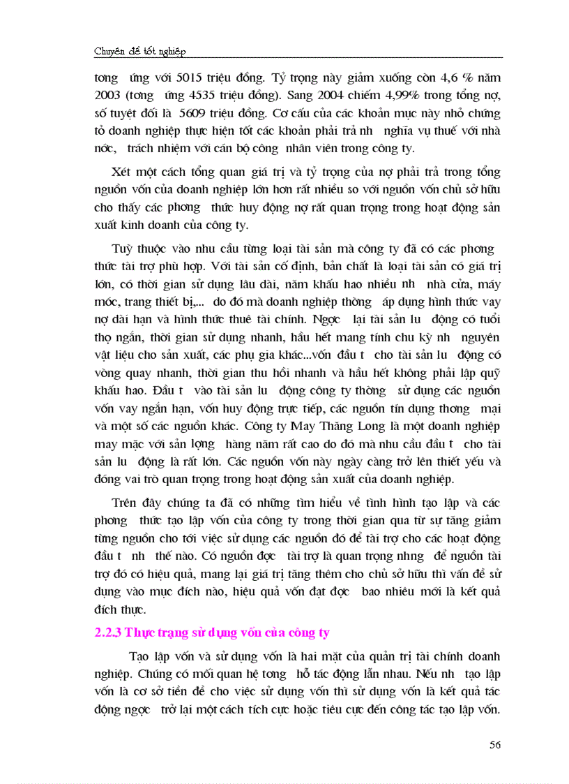 image for page Giải pháp chủ yếu tạo lập vốn cho hoạt động sản xuất kinh doanh ở Công ty cổ phần May Thăng Long