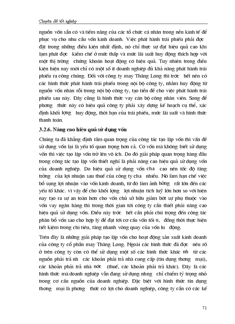 image for page Giải pháp chủ yếu tạo lập vốn cho hoạt động sản xuất kinh doanh ở Công ty cổ phần May Thăng Long