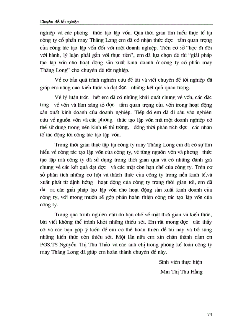 image for page Giải pháp chủ yếu tạo lập vốn cho hoạt động sản xuất kinh doanh ở Công ty cổ phần May Thăng Long