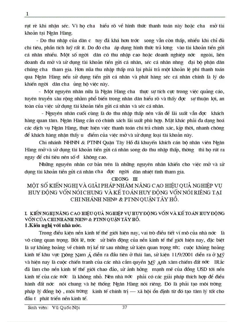 image for page Một số kiến nghị và giải pháp nhằm nâng cao hiệu quả nghiệp vụ huy động vốn và kế toán huy động vốn tại chi nhánh NHNN PTNN Quận Tây Hồ