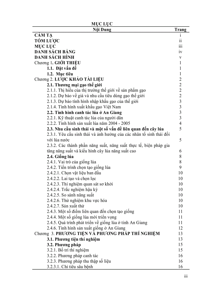 image for page So sánh đặc tính nông học năng suất và phẩm chất 20 giốngdòng lúa a1 tại trung tâm nghiên cứu sản xuất giống bình đức an giang vụ đông xuân 2005