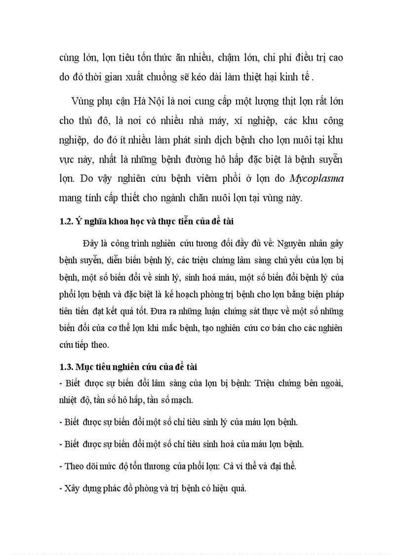 image for page Nghiên cứu một số đặc điểm bệnh lý của bệnh viêm phổi ở lợn do Mycoplasma tại một số vùng phụ cận Hà Nội và biện pháp phòng trị
