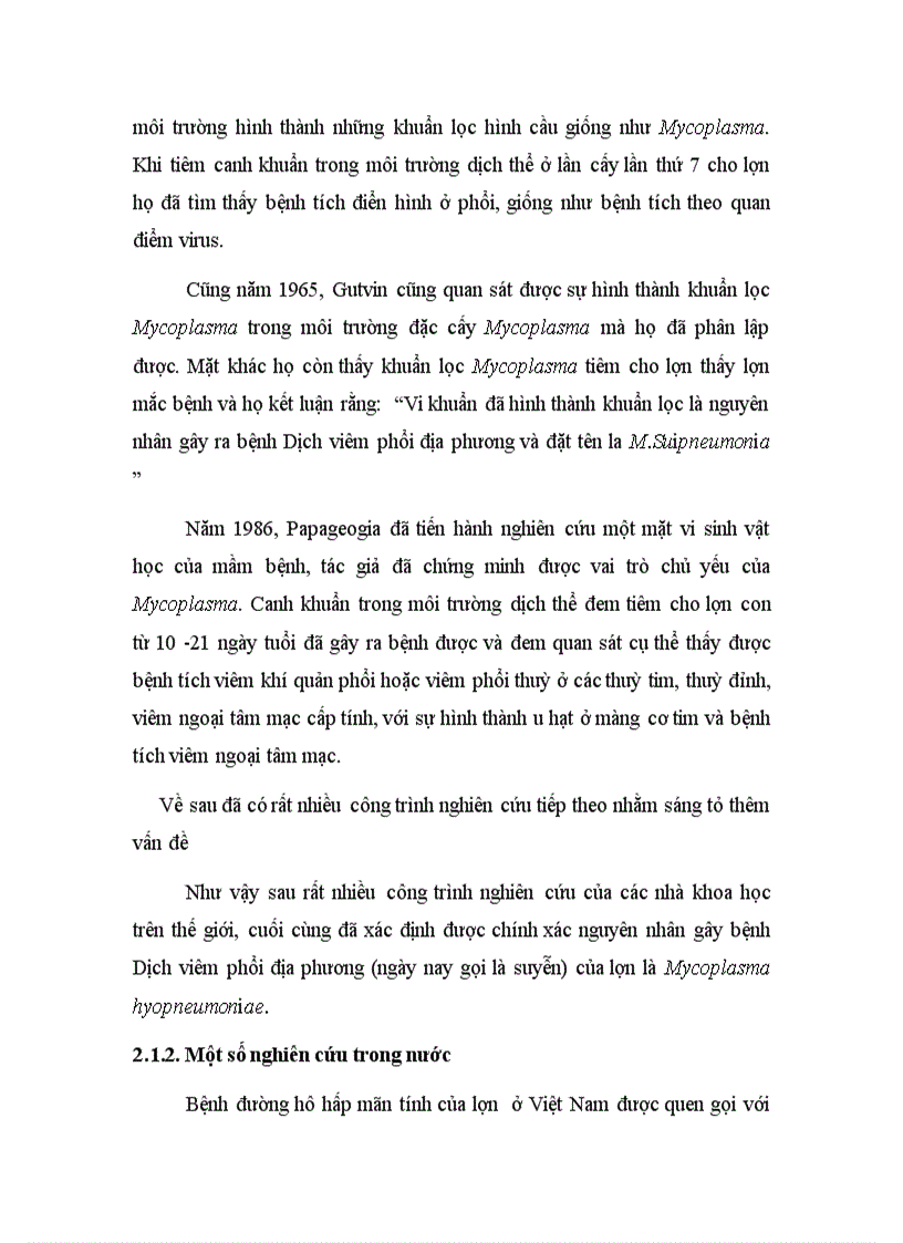 image for page Nghiên cứu một số đặc điểm bệnh lý của bệnh viêm phổi ở lợn do Mycoplasma tại một số vùng phụ cận Hà Nội và biện pháp phòng trị