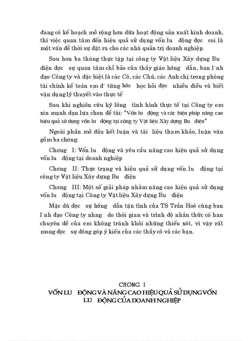 image for page Giải pháp nâng cao hiệu quả sử dụng vốn lưu động tại Công ty Vật liệu Xây dựng Bưu điện