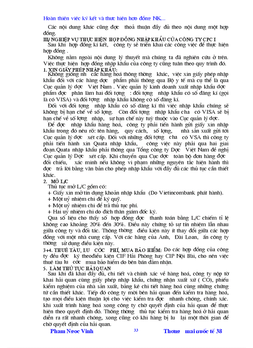 image for page Vấn đề ký kết và thực hiện hợp đồng nhập khẩu tại công ty CPC