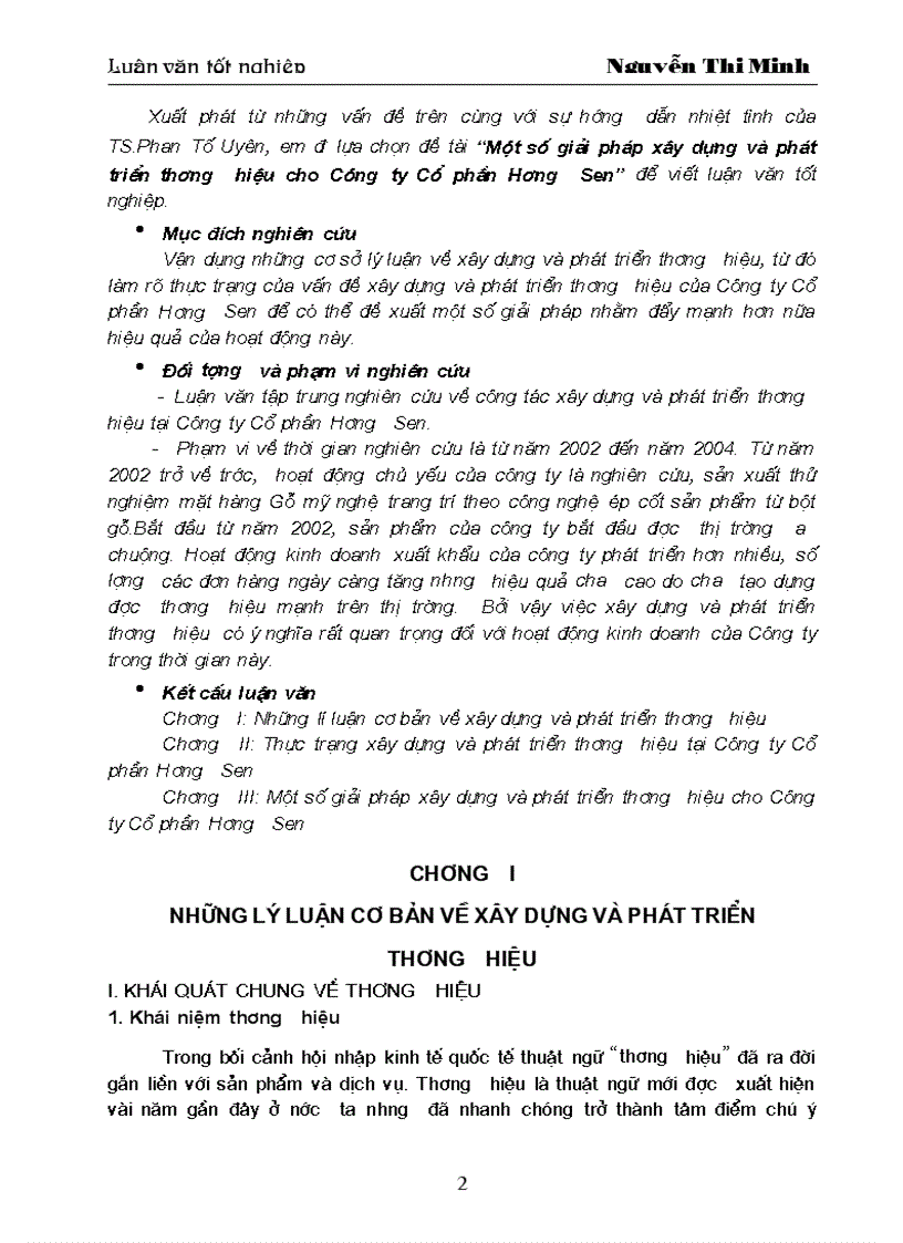 image for page Một số giải pháp xây dựng và phát triển Thương hiệu cho công ty cổ phần hương sen