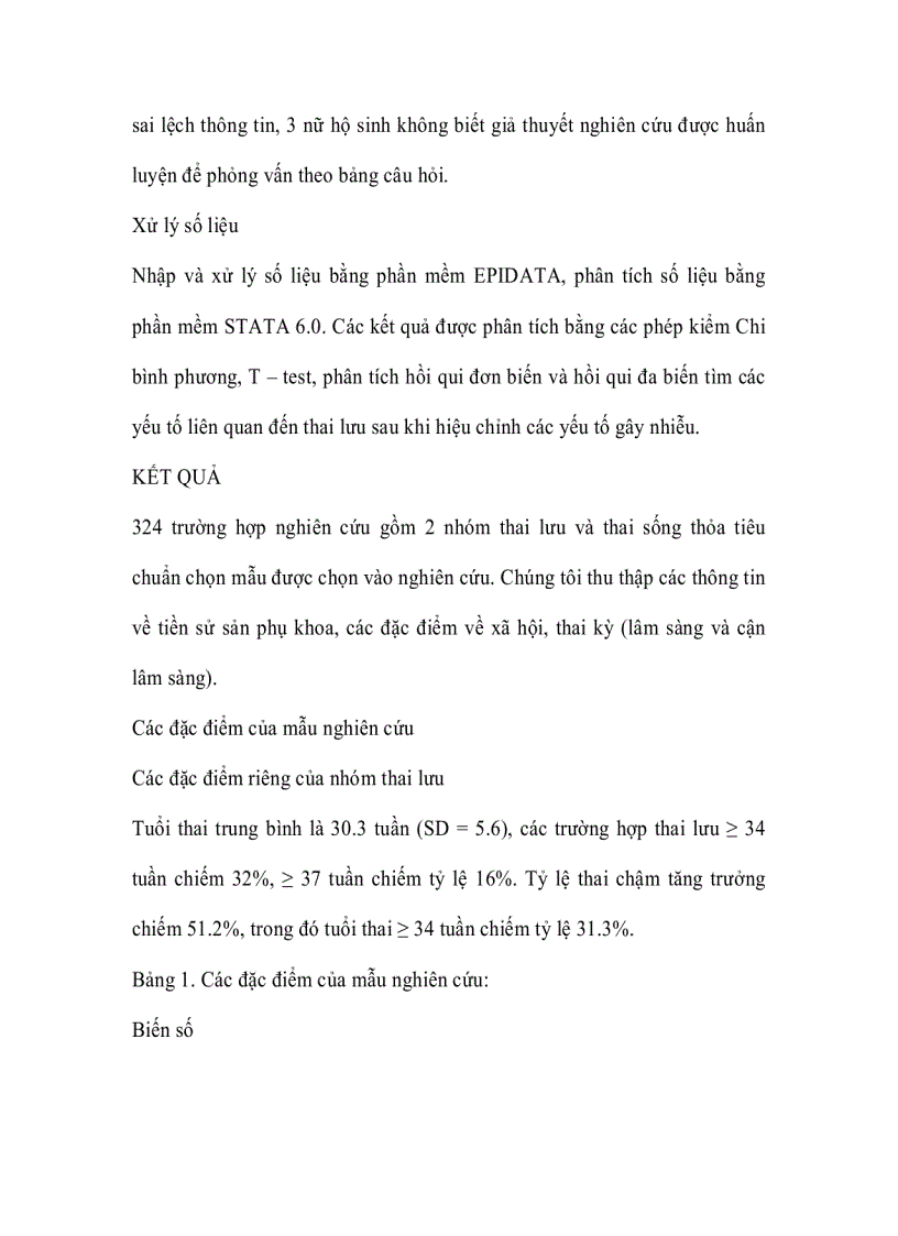 image for page Các yếu tố liên quan đến thai lưu không rõ nguyên nhân 20 40 tuần