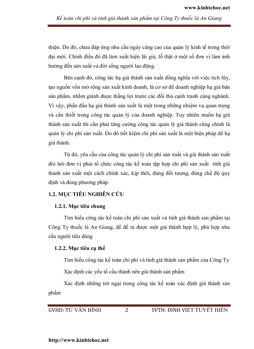 Kế toán chi phí tính giá thành sản phẩm tại công ty thuốc lá an giang