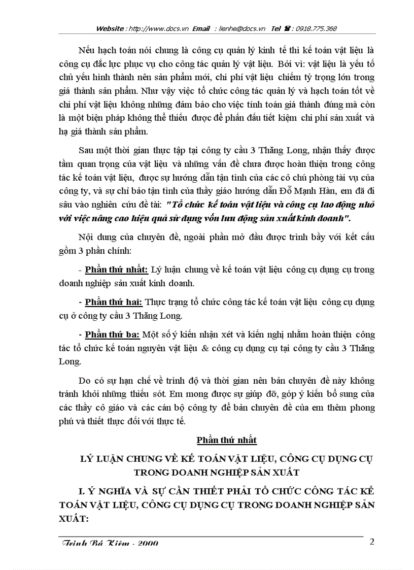 image for page Tổ chức kế toán vật liệu và công cụ lao động nhỏ với việc nâng cao hiệu quả sử dụng vốn lưu động sản xuất kinh doanh