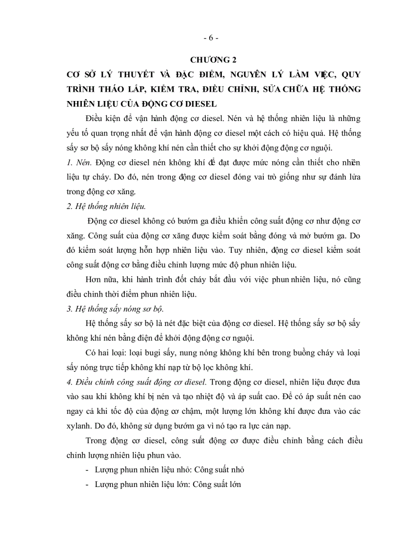image for page Phân tích cơ sở lý thuyết và mô phỏng đặc điểm nguyên lý làm việc quy trình tháo lắp kiểm tra điều chỉnh sửa chữa hệ thống nhiên liệu động cơ